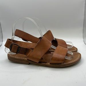 Alfonso Garlando Milano Strappy Leather Sandals Shoes Brown Tan Womens Size 36 6